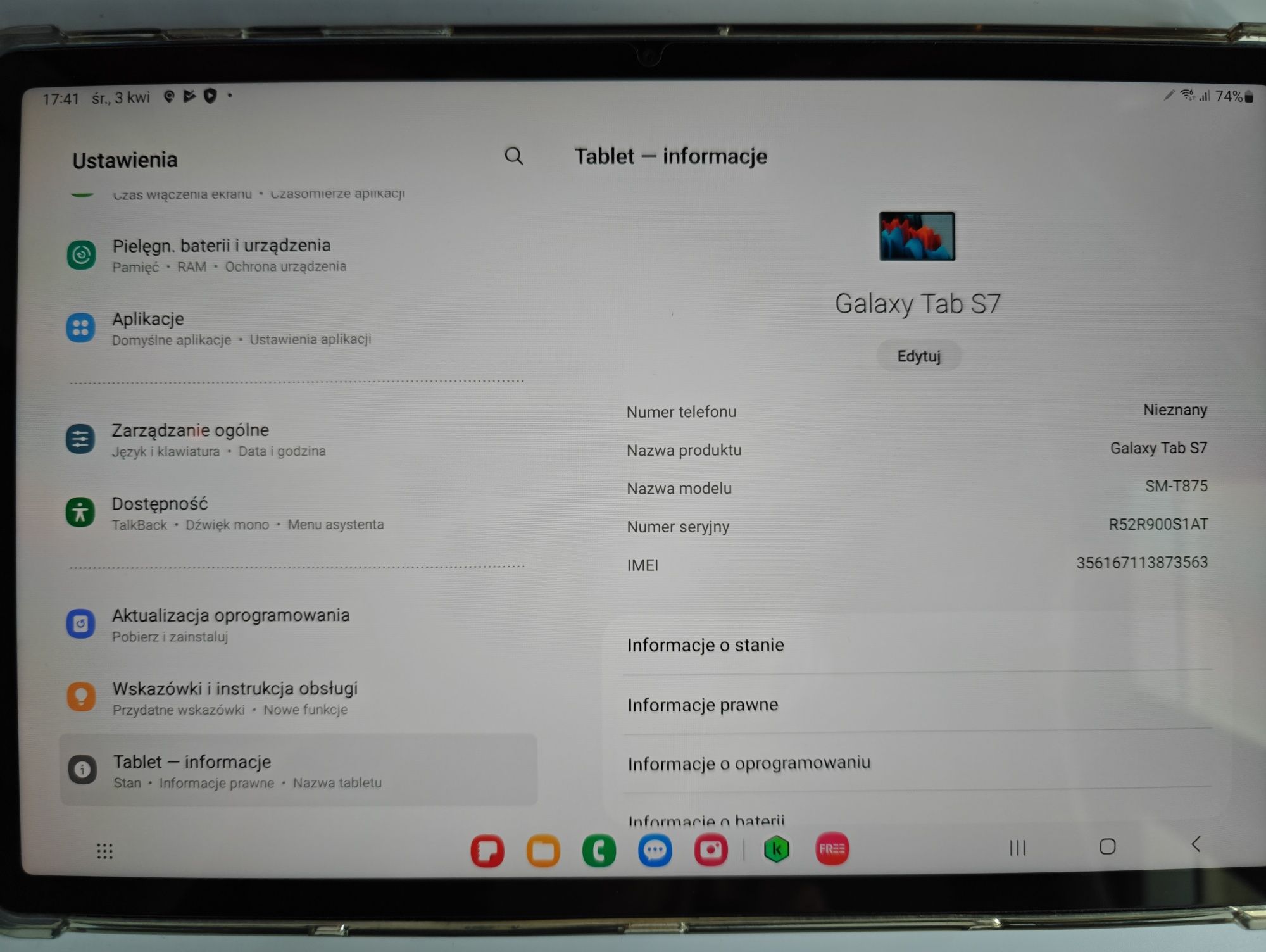 Tablet Samsung Galaxy Tab S7 LTE 11" 6/128 Czarny + Etui