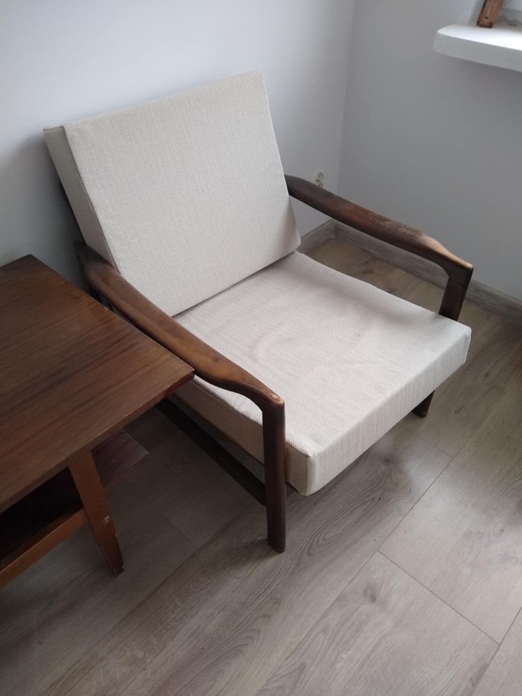 Zestaw retro fotele ława brązowe prl kozienice