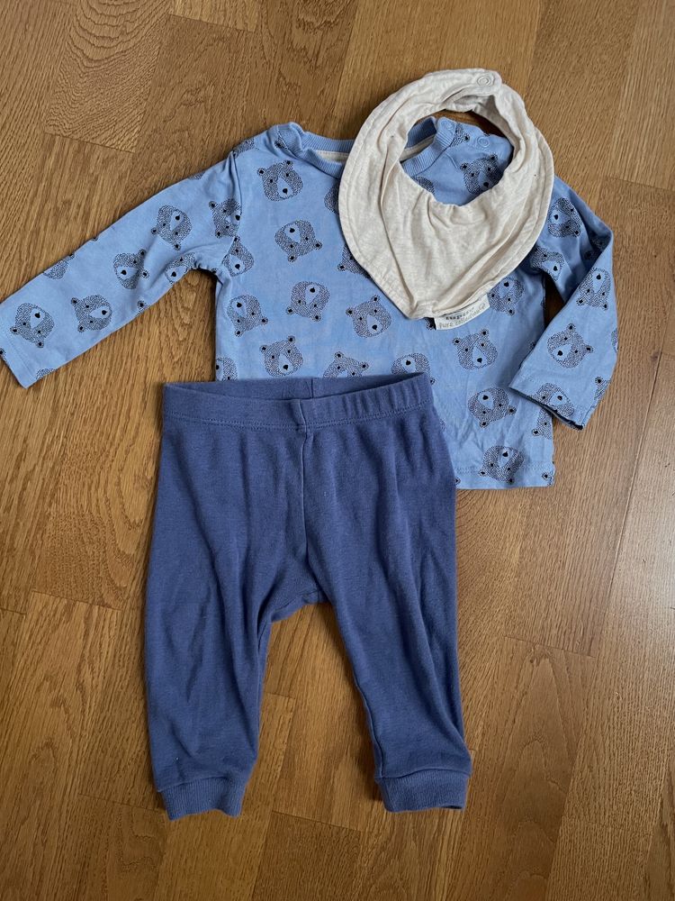 lupilu 62/68 3-częściowy komplet niemowlęcy koszulka, spodnie, chustka