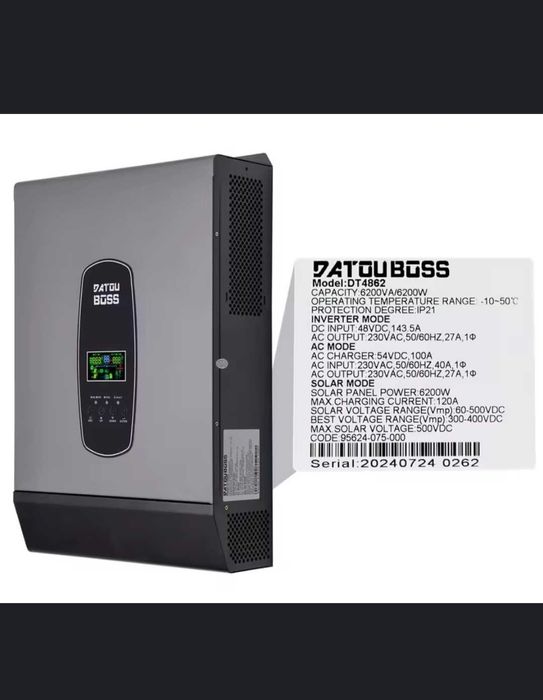 Гібридний інвертор Datouboss 6.2 kW DT4682 в наявності
