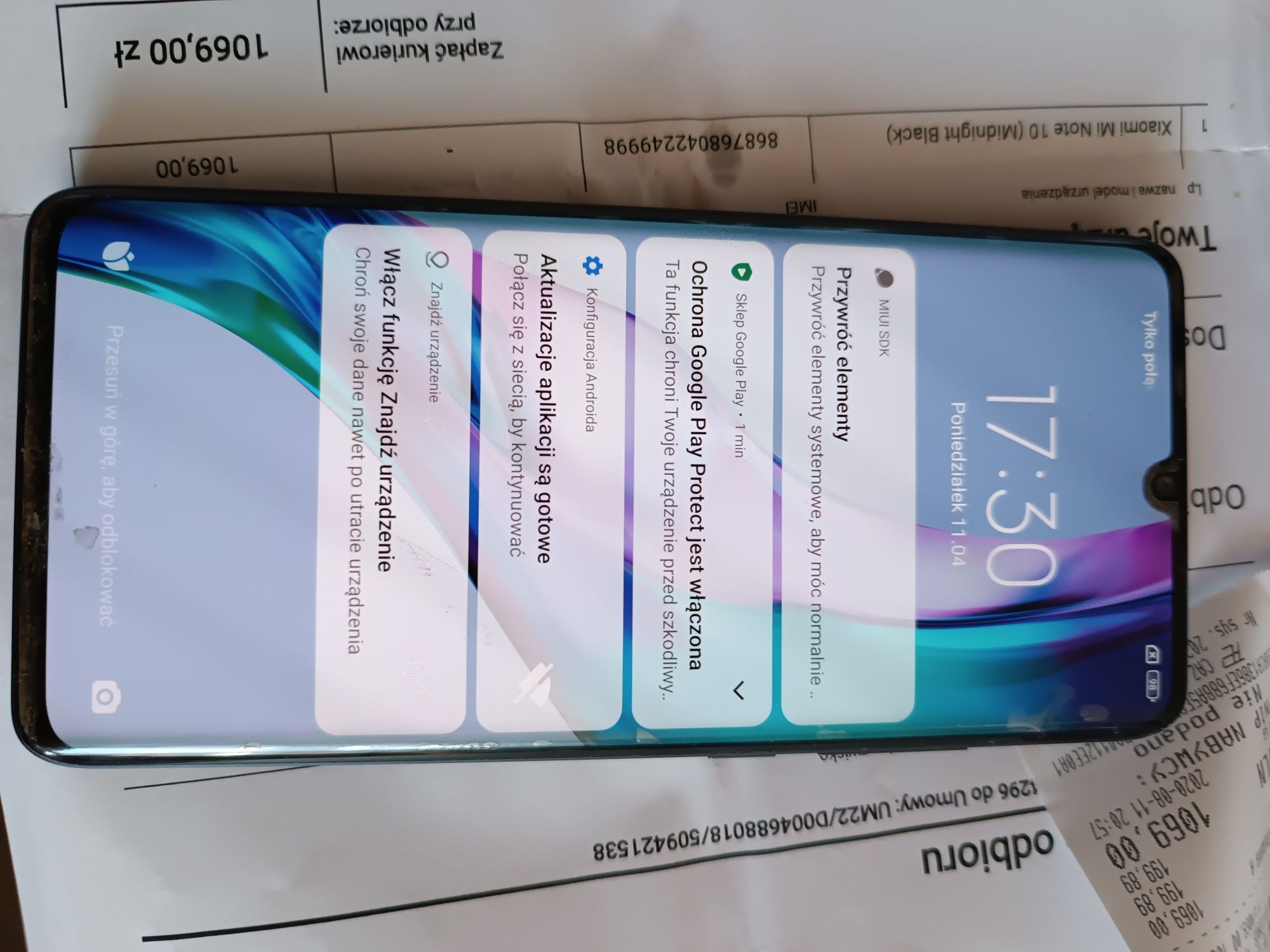 Smartfon telefon MI Note 10 6GB 128RAM