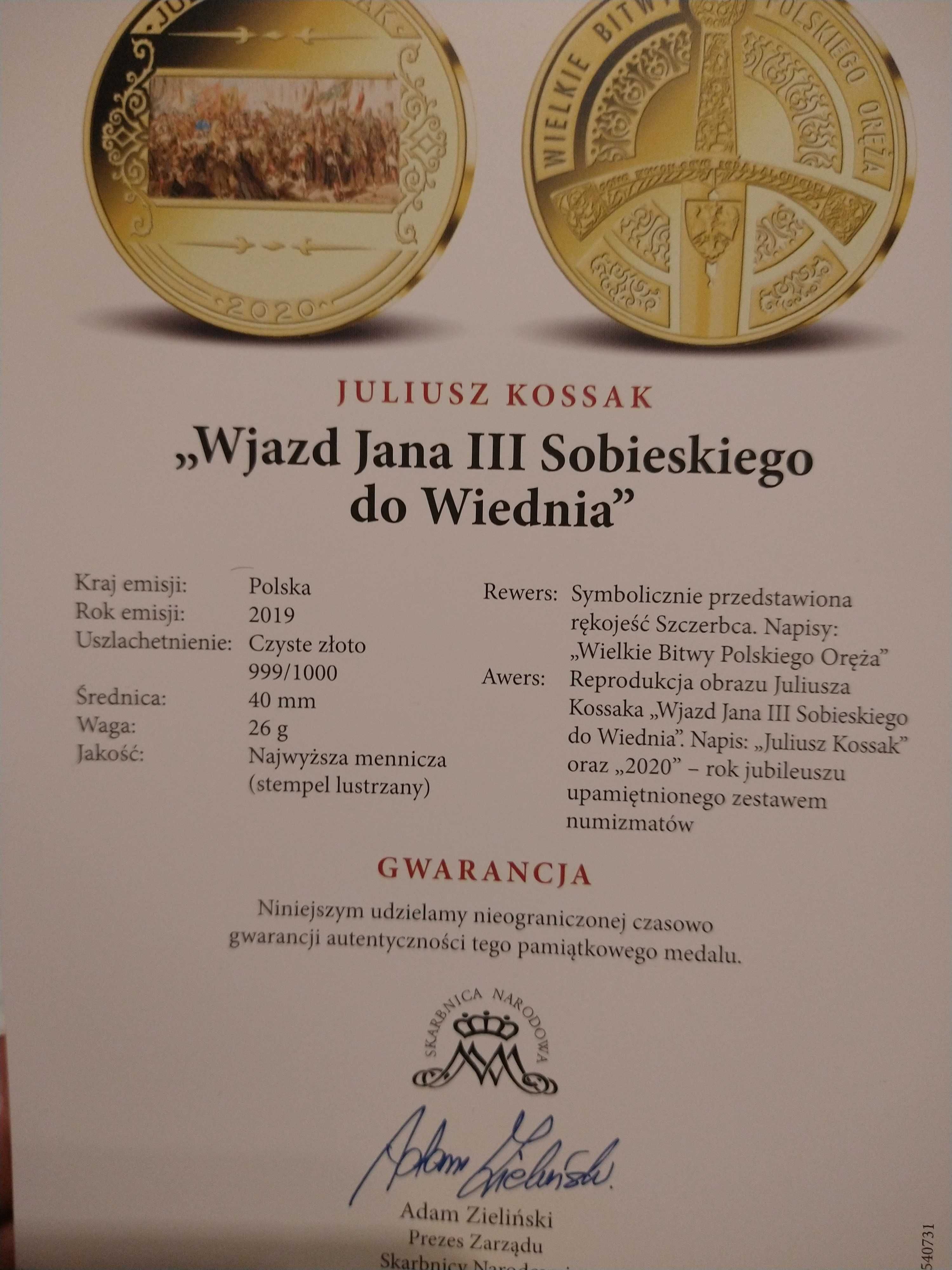 Monety Medale kolekcjonerskie złoto złota Skarbnica