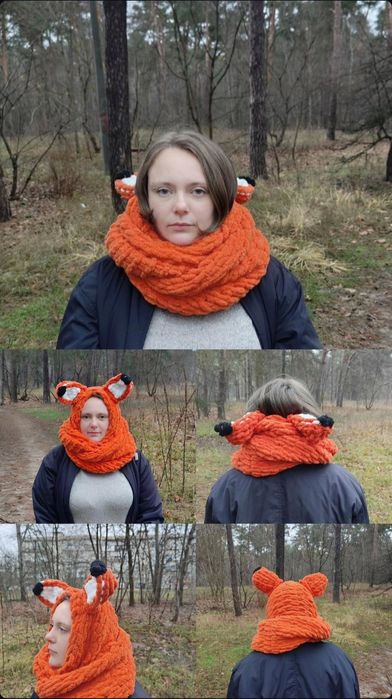 Стильний снуд з Alize puffi з лисячими вушками