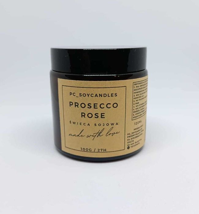 Świeca Sojowa Zapachowa Prosecco Rose 120ml 27h