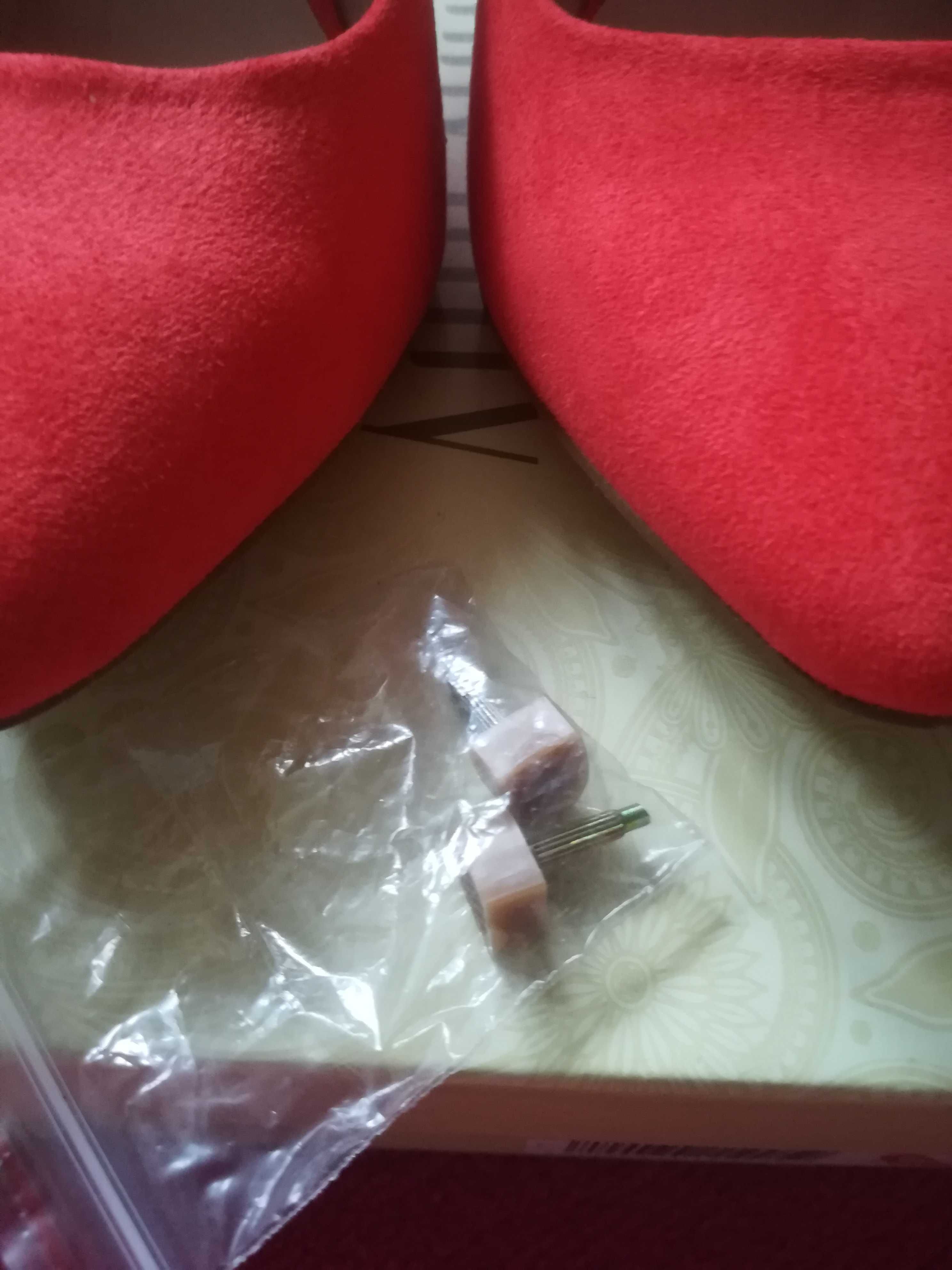 Buty damskie na obcasie, szpilki, pomarańczowe 38 + GRATIS