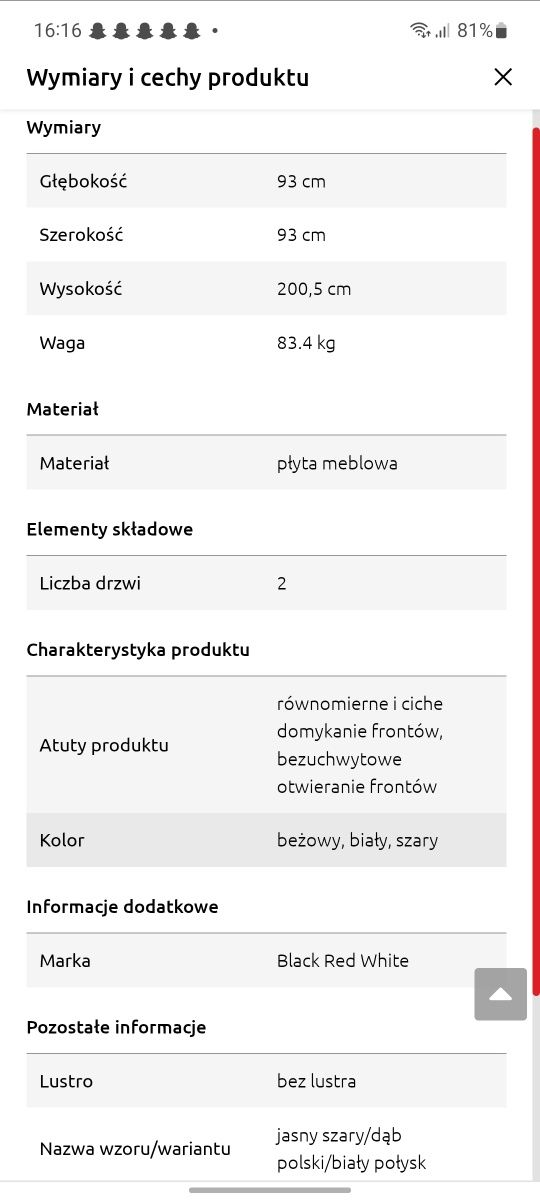 sprzedam szafę narożną