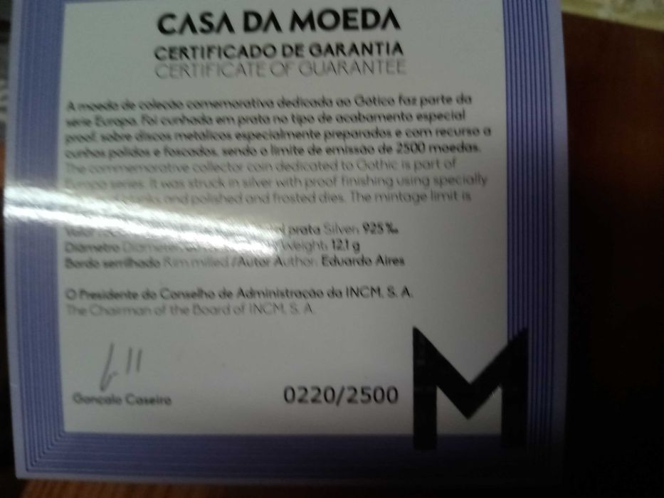 Moeda prata Proof, O Gótico e 500 Anos do Correio em Portugal