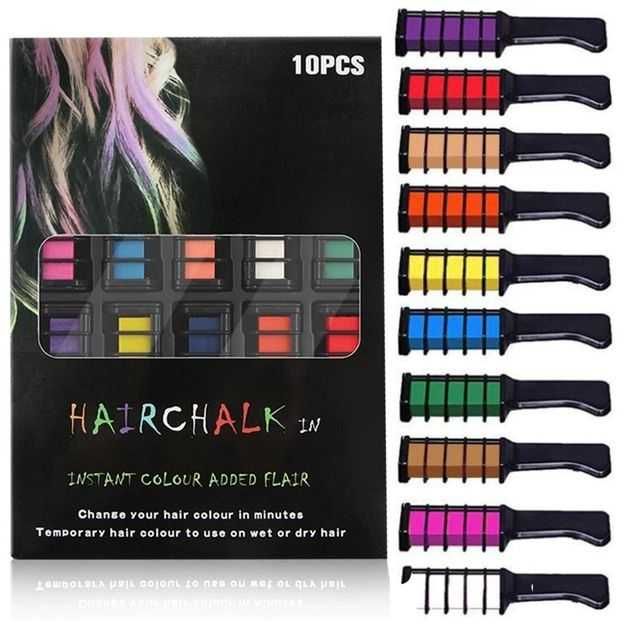 Набір крейди для волосся 10 шт Hair Chalk Різнокольорові барвники