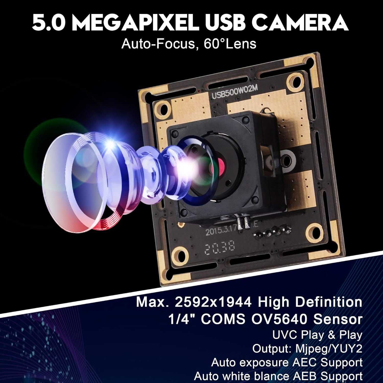SVPRO Autofocus USB Moduł aparatu 5MP Fisheye aparat USB