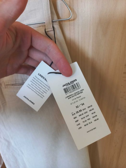 [Nowe z metką] Męskie kremowe spodnie chino Jack & Jones W32 L34