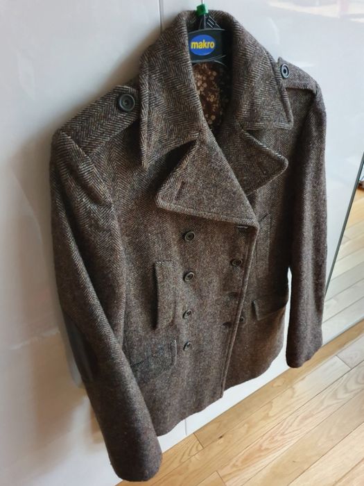 Płaszcz wełniany Liu Jo w jodełkę vintage 36 38