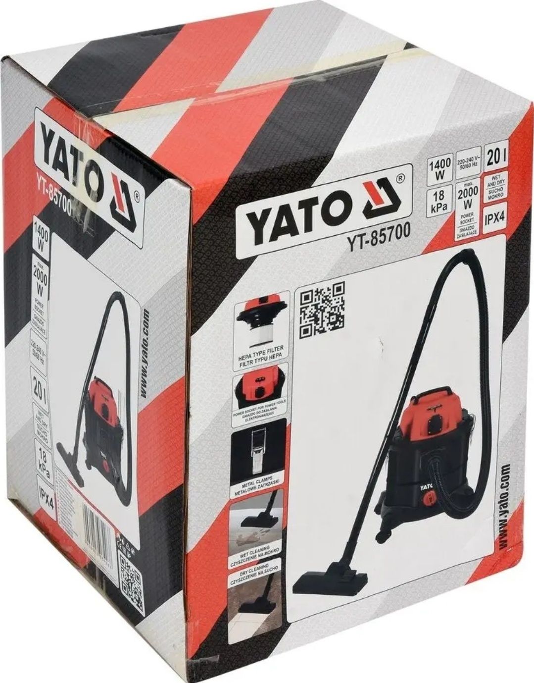 Odkurzacz warsztatowo domowy Yato YT-85700, 1400W 20 L +2 worki gratis
