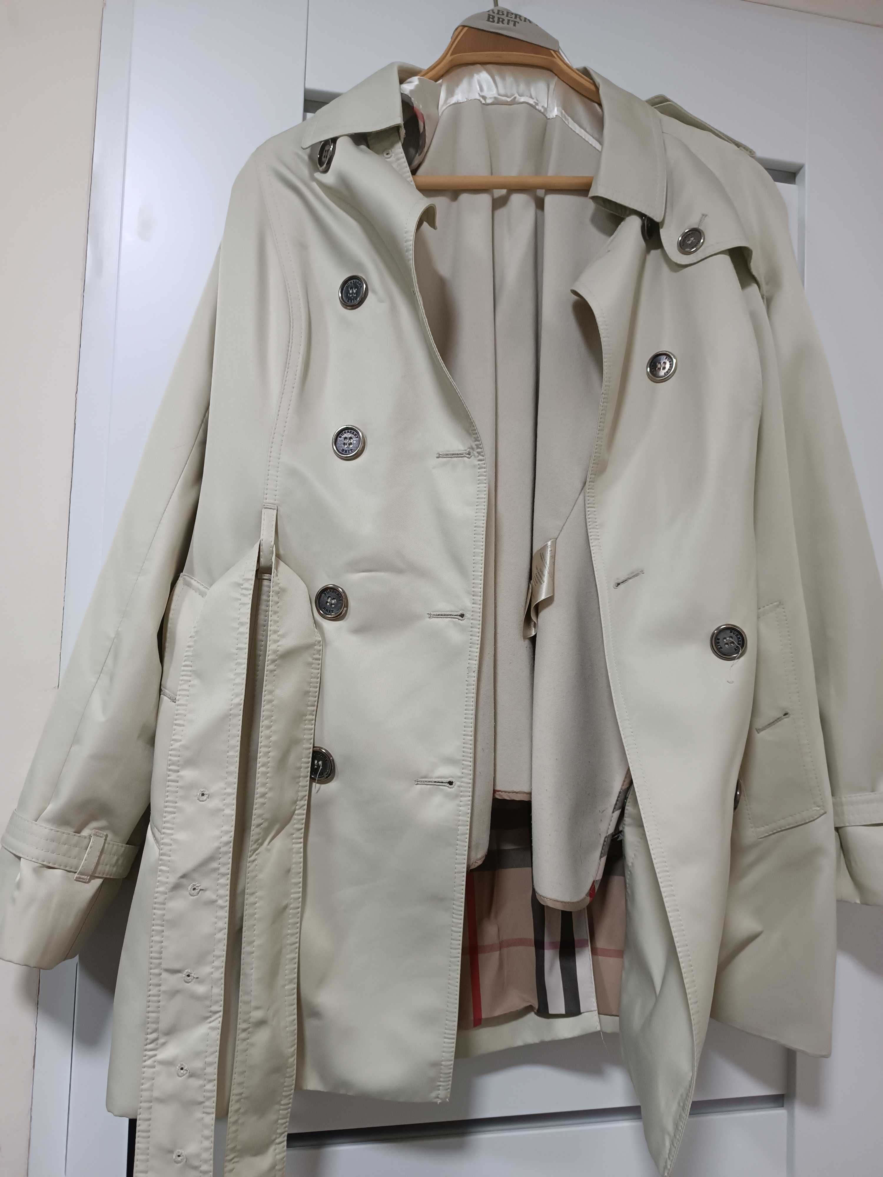 Płaszcz damski rozm L Burberry krata beżowy