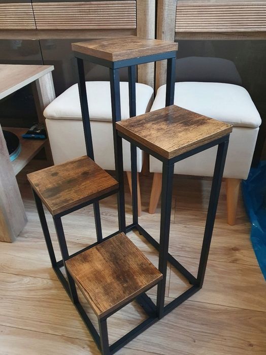 Stojak Metalowy Kwietnik Nowoczesny Na Kwiaty 4 Półki Solidny LOFT