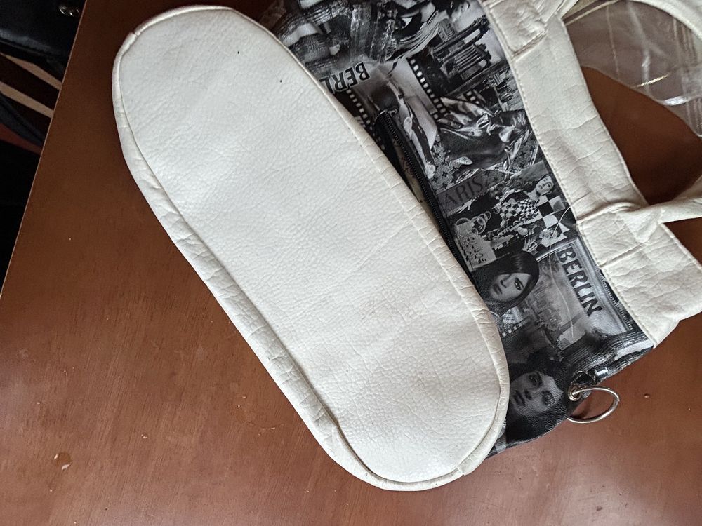 Torba torebka do reki bialo-czarna