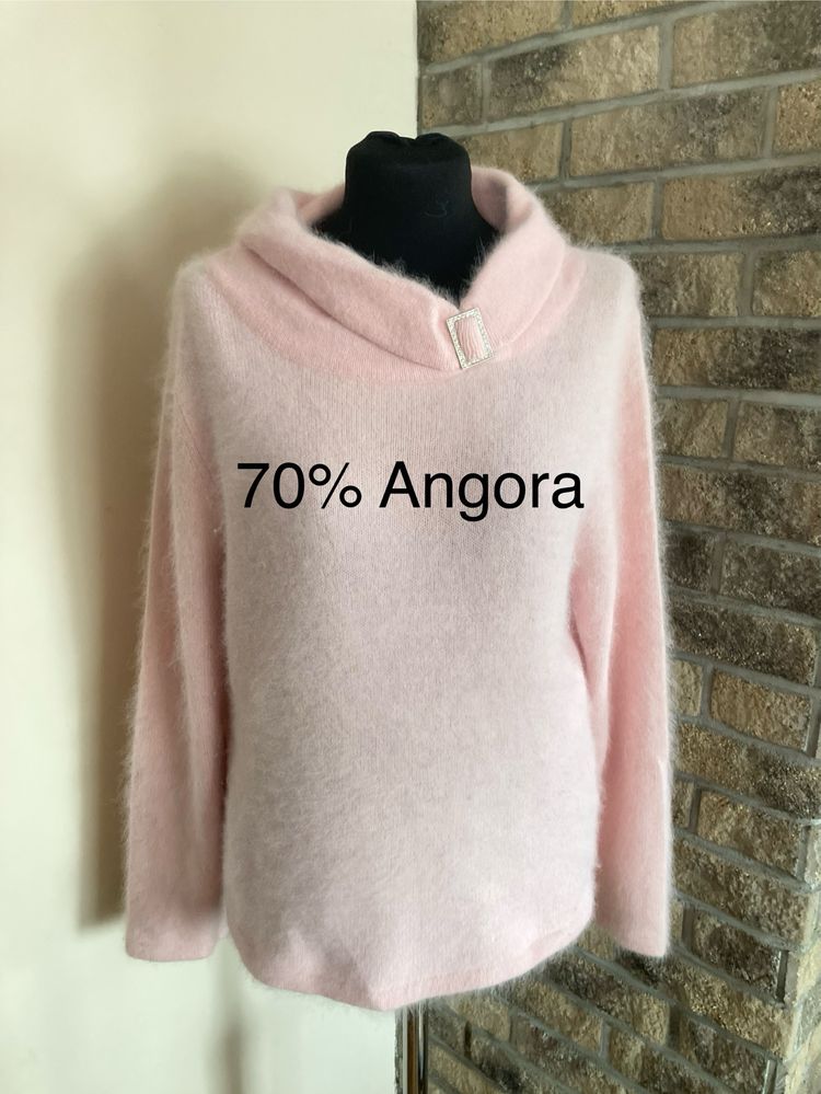 Puszysty różowy sweter Angora rozmiar L/40 jak kaszmir