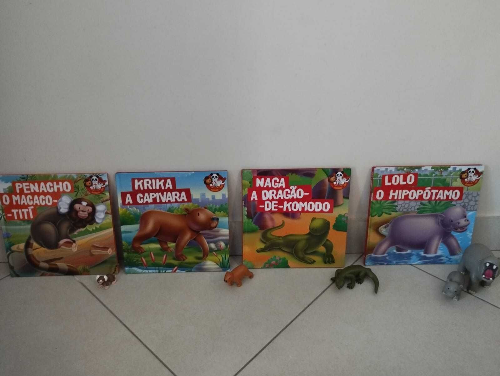 Livros sobre animais e os animais em brinquedo