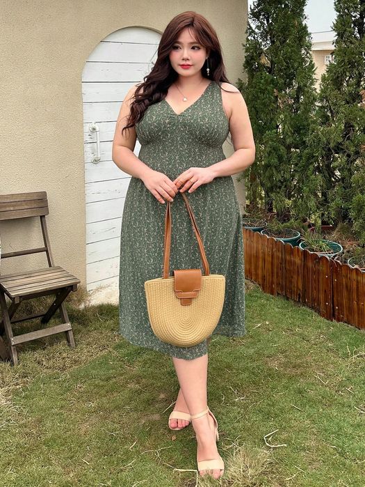 Sukienka Letnia W Kwiaty Boho Rozkloszowana Midi Casual Dazy 3Xl 46