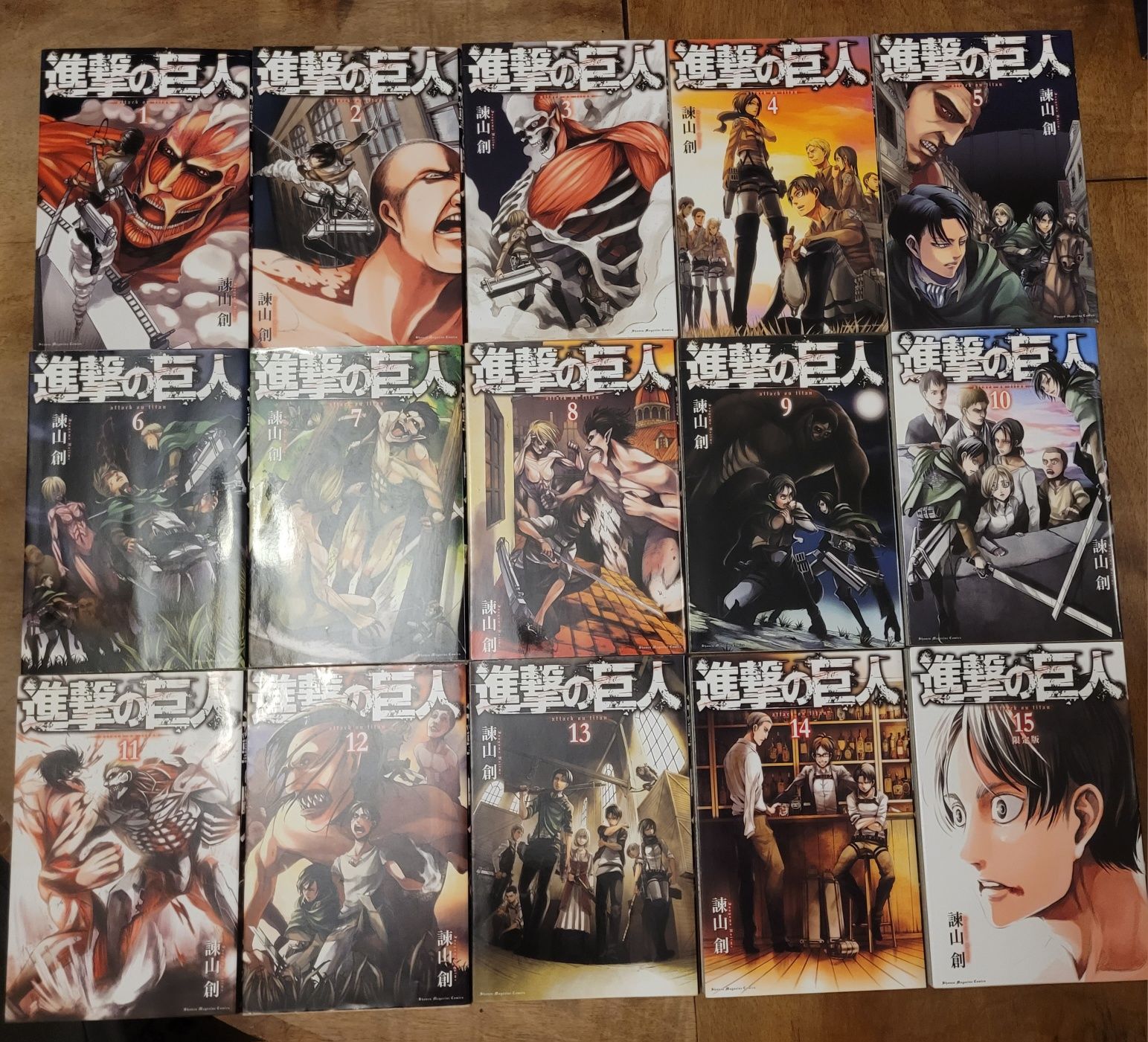 Attack on Titan Shingeki no Kyojin t1-15 po japońsku set kolekcjonera