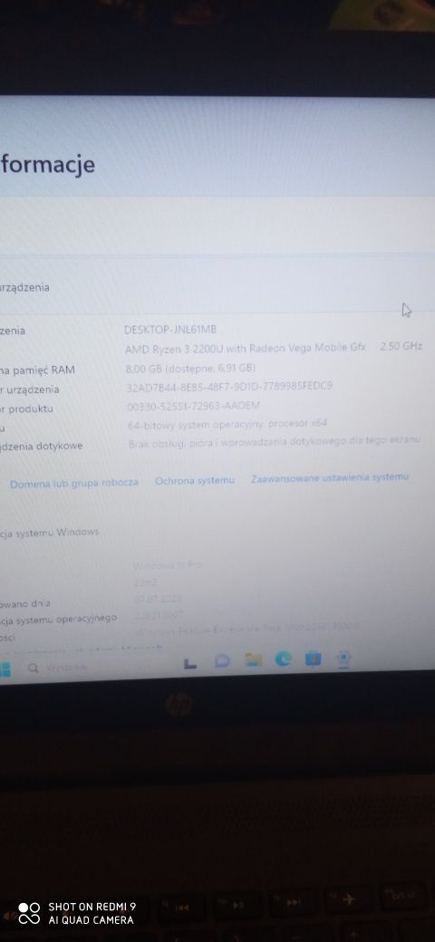 Laptop HP 255 G7 15,6" AMD Ryzen 3 8 GB / 256 GB szary