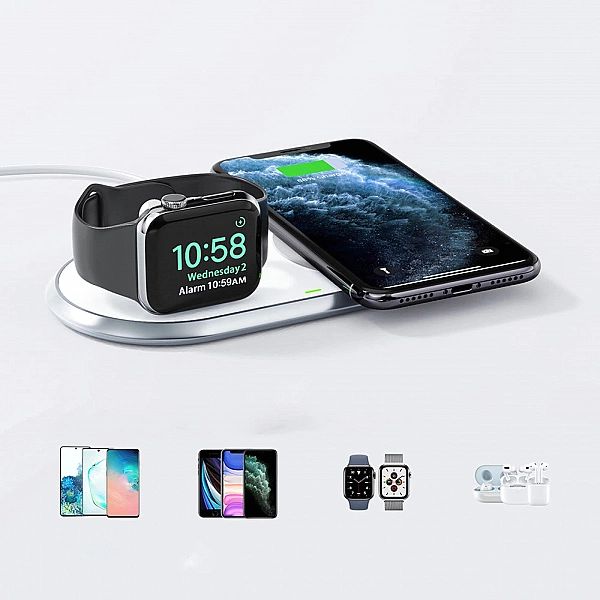 Choetech ładowarka bezprzewodowa Qi 2w1 do smartfonów / Apple Watch ze