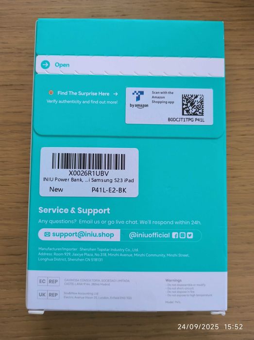 INIU 45W Power Bank 10000 mAh, with integrated USB C cable and flashlight64298076392963121