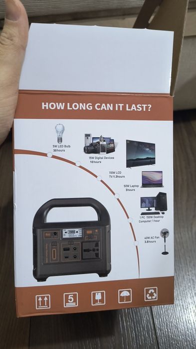 Портативна електростанція 220V 200W LiFePO₄ БДЖ, Швидка зарядка