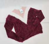 Sweter damski M JENNYFER bordowy pluszowy ciepły  SW0027