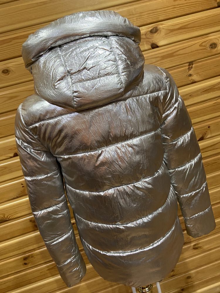 Куртка курточка пуховик серебро фольга