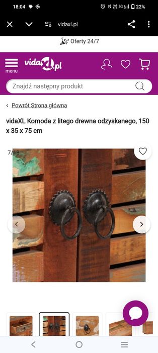 Komoda z litego drewna odzyskanego, 150 x 35 x 75 cm