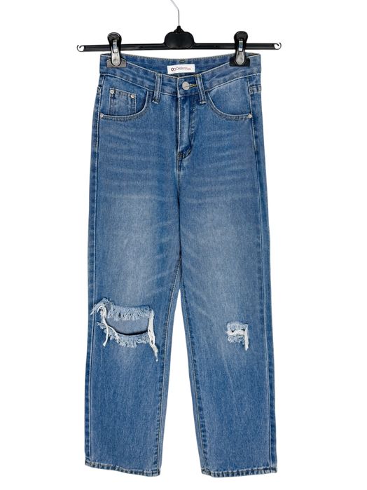 Jeansy proste z przetarciami XS 34