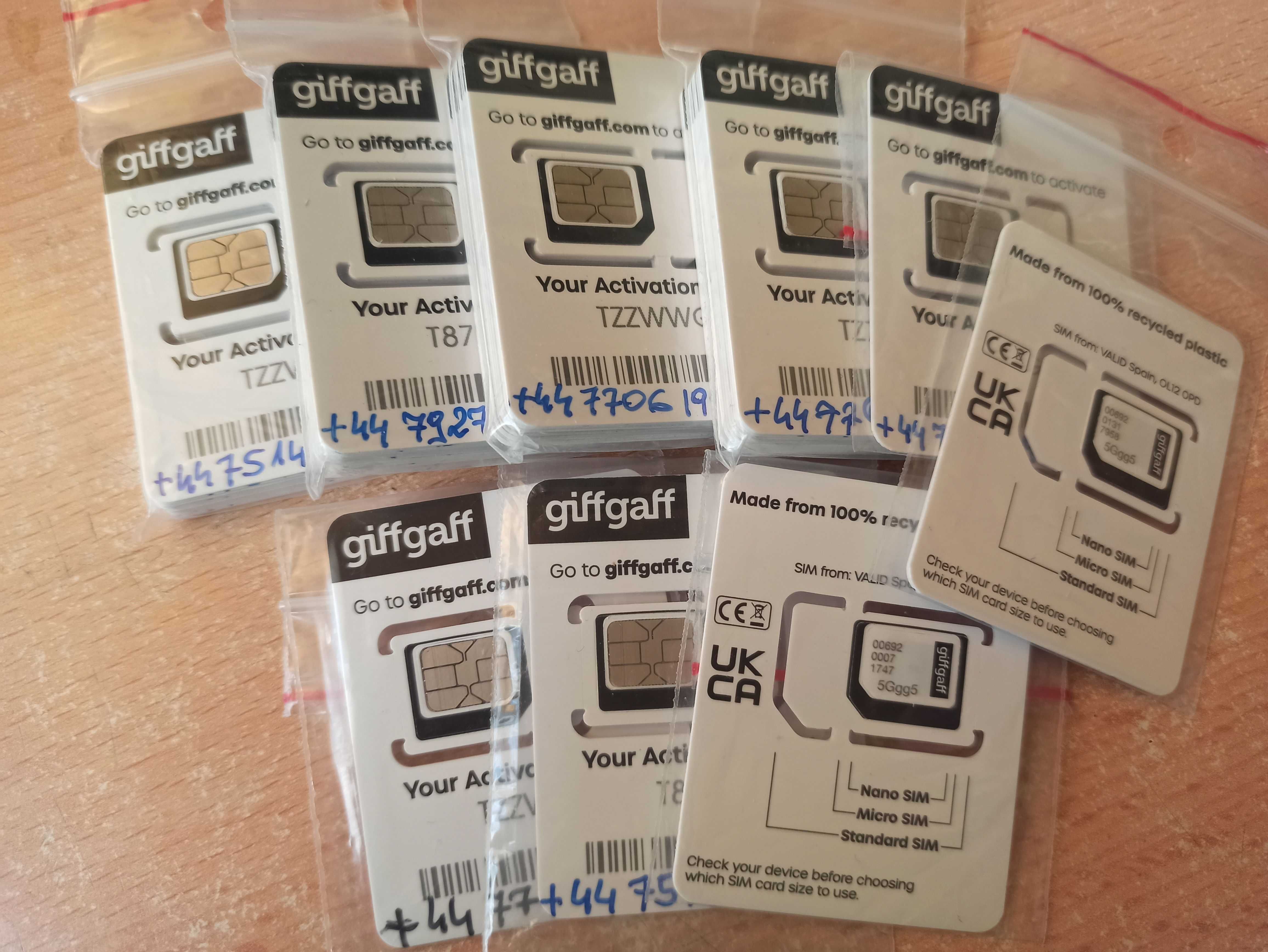 Wstępnie aktywna z numerem karta SIM giffgaff DARMOWY SMS przychodzący