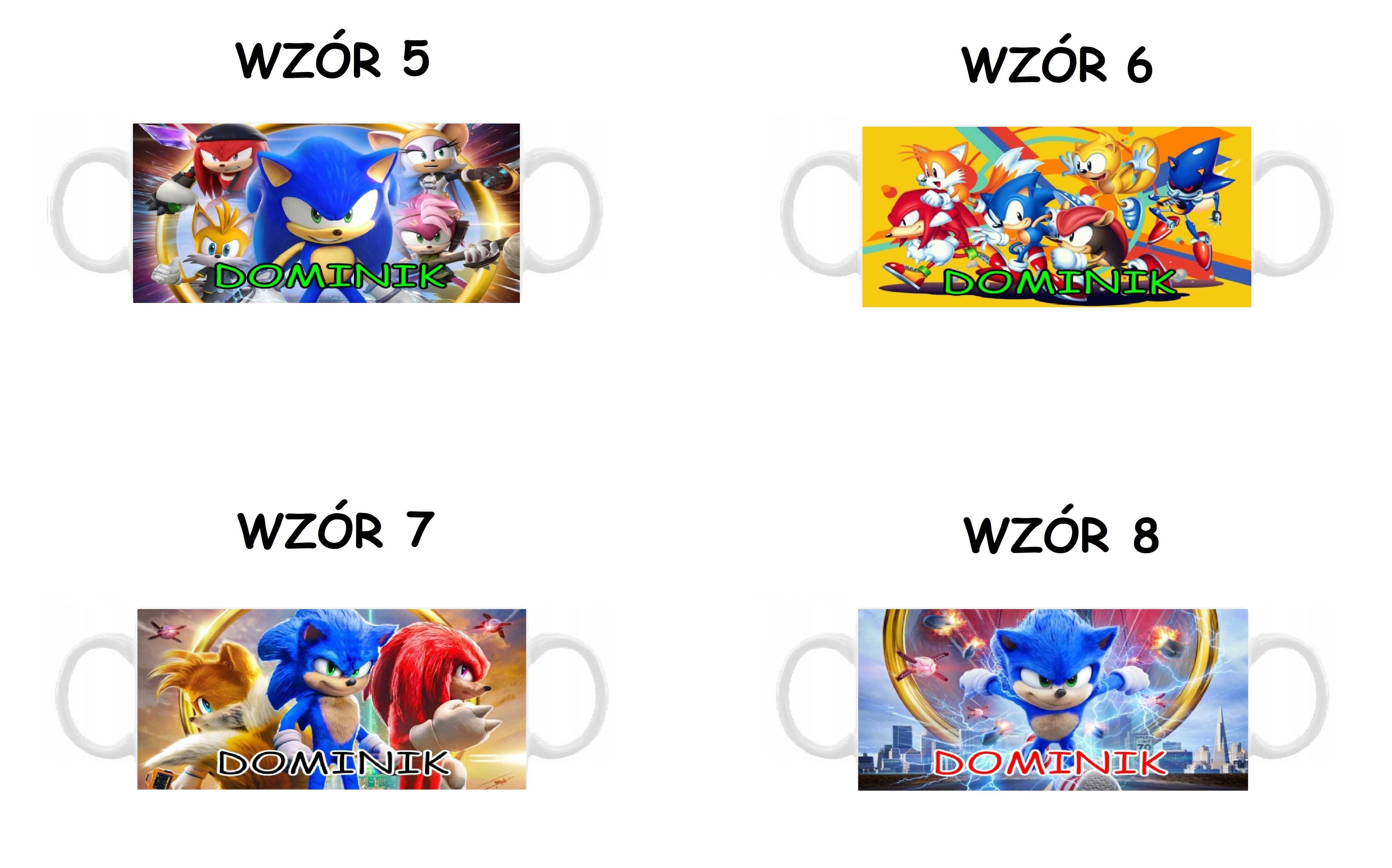 Kubek z nadrukiem Sonic, różne wzory + imię