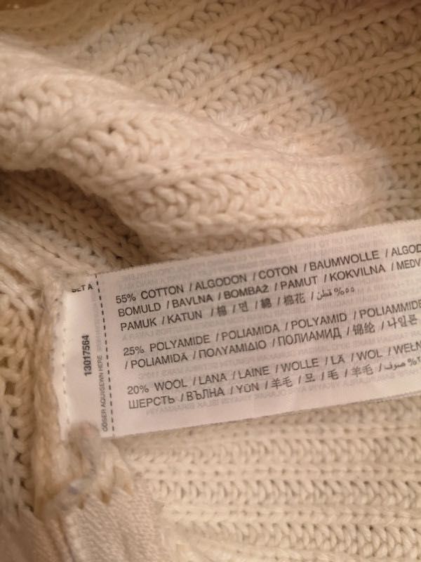 Kremowy sweter z rozcięciami, roz. 40/L Mango