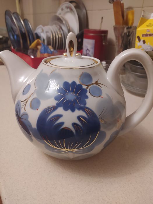 Чайник заварник большой росписной позолота