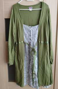 Zielony sweter z sukienką w kwiaty Rainbow Collection r. 44/46 XXL/XXX