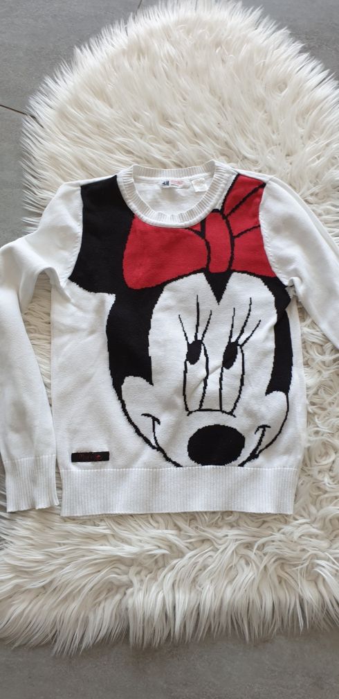 Biały sweter Myszka Mickey Minnie 134 / 140