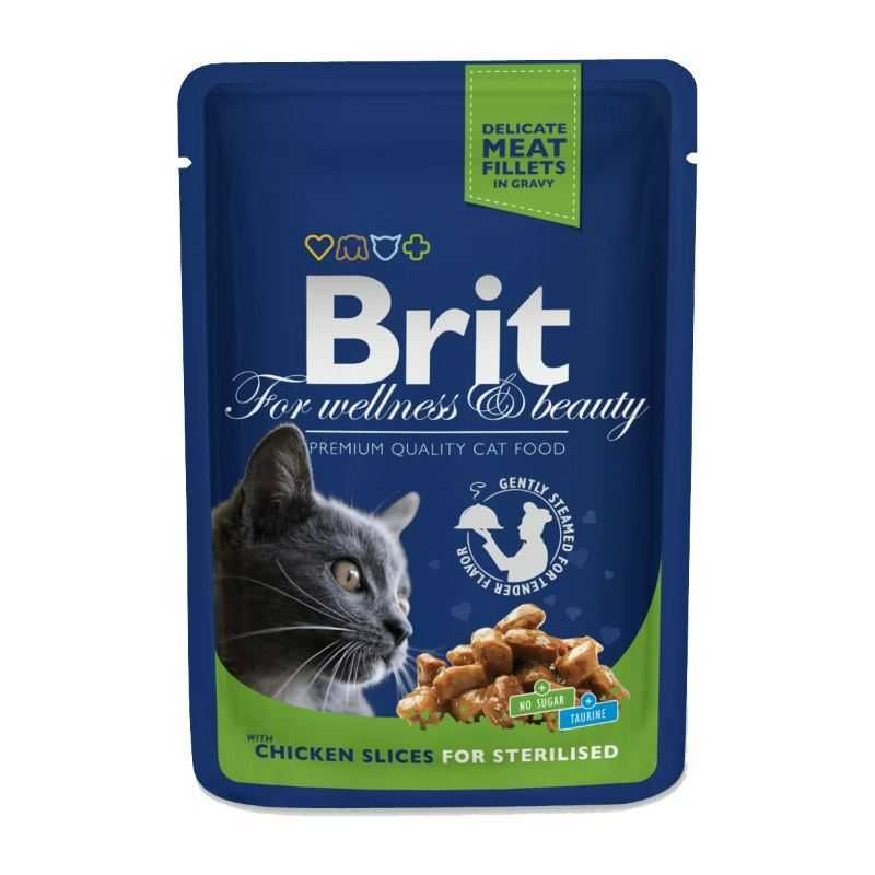 Вологий корм Brit Premium 24 шт х 100 грам для котів. 3 Види Паучів