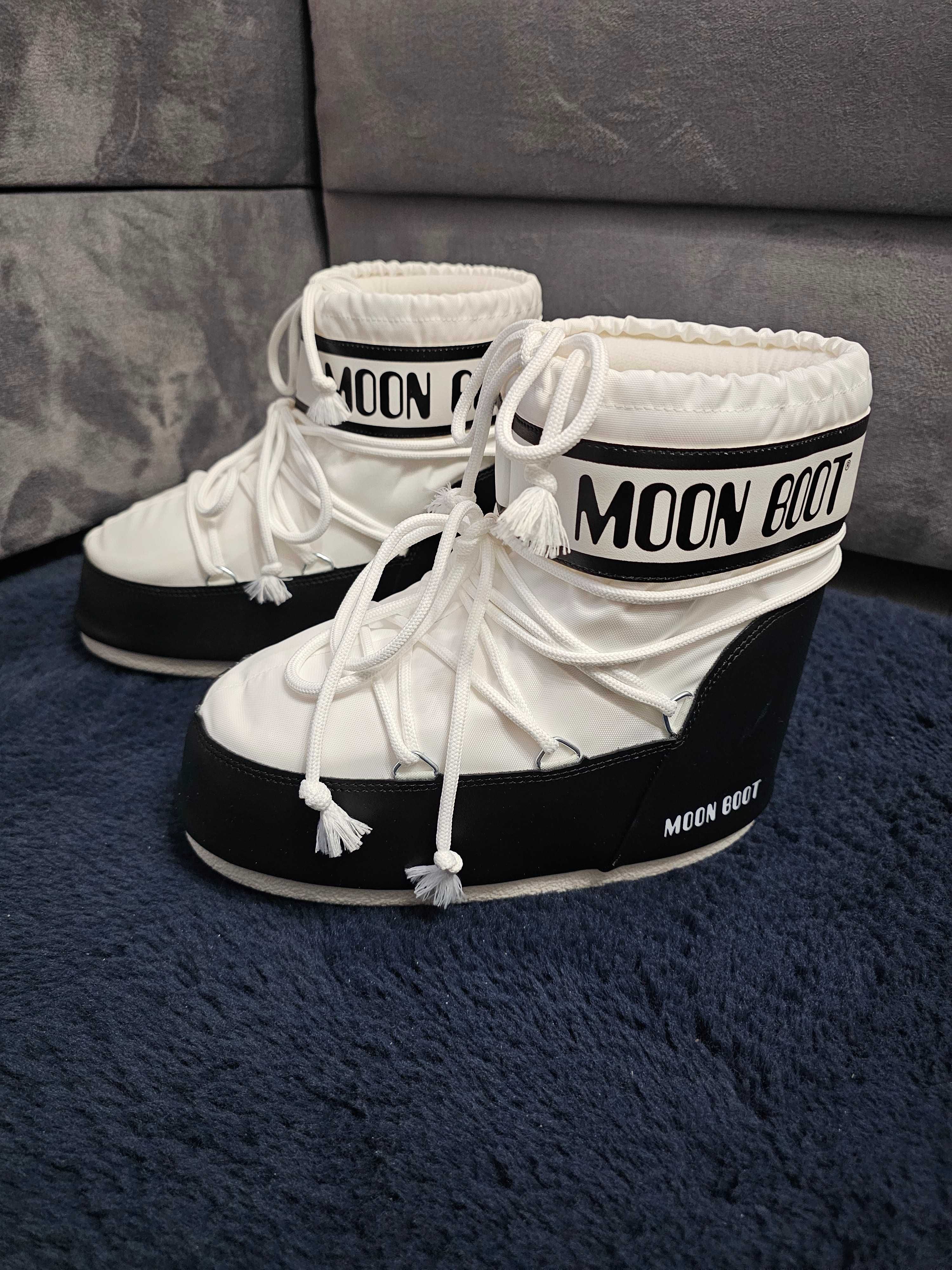 Moon Boot ICON low Śniegowce białe czarne 36-38 Nowe gwarancja
