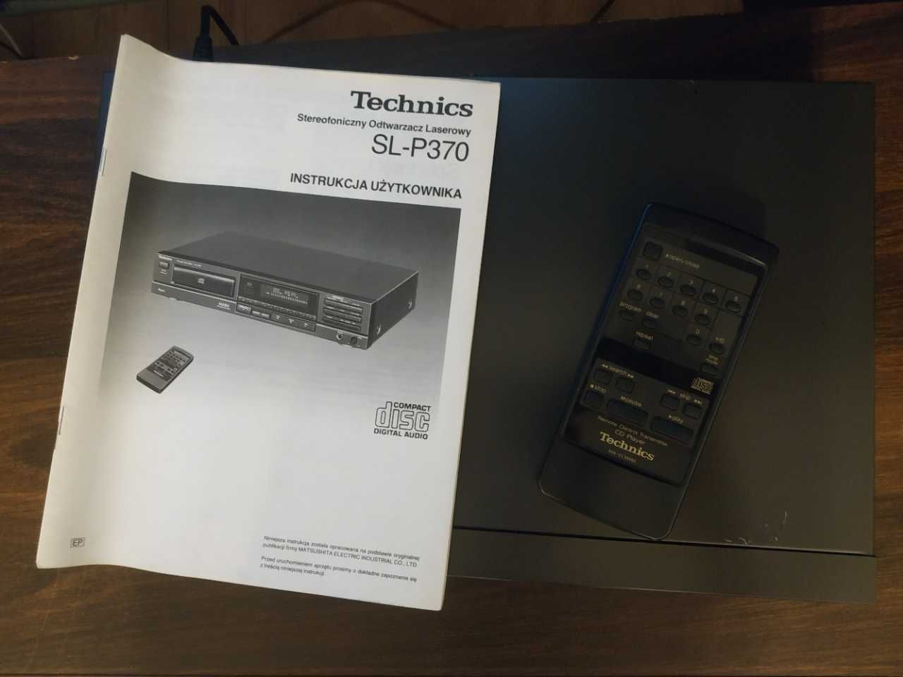 Technics SL-P370 Odtwarzacz CD wyjście optyczne instrukcja pilot kable