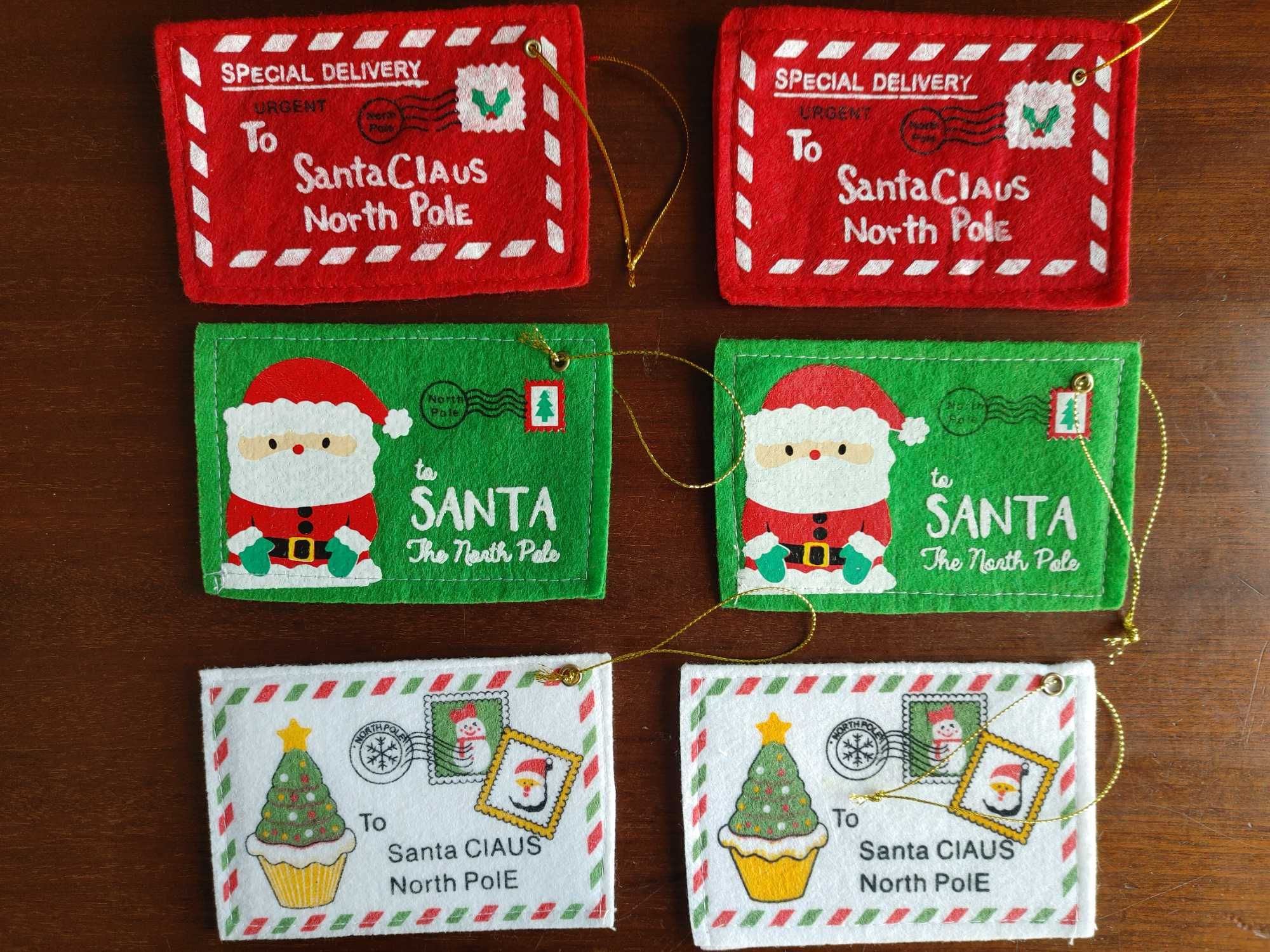 6x envelopes Pai Natal