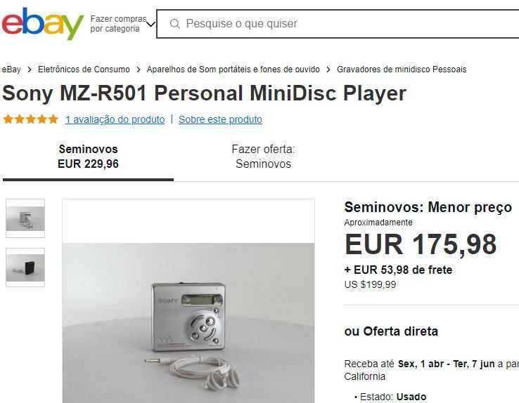 Minidisc Sony MZ-R501 Excelente! Como NOVO!