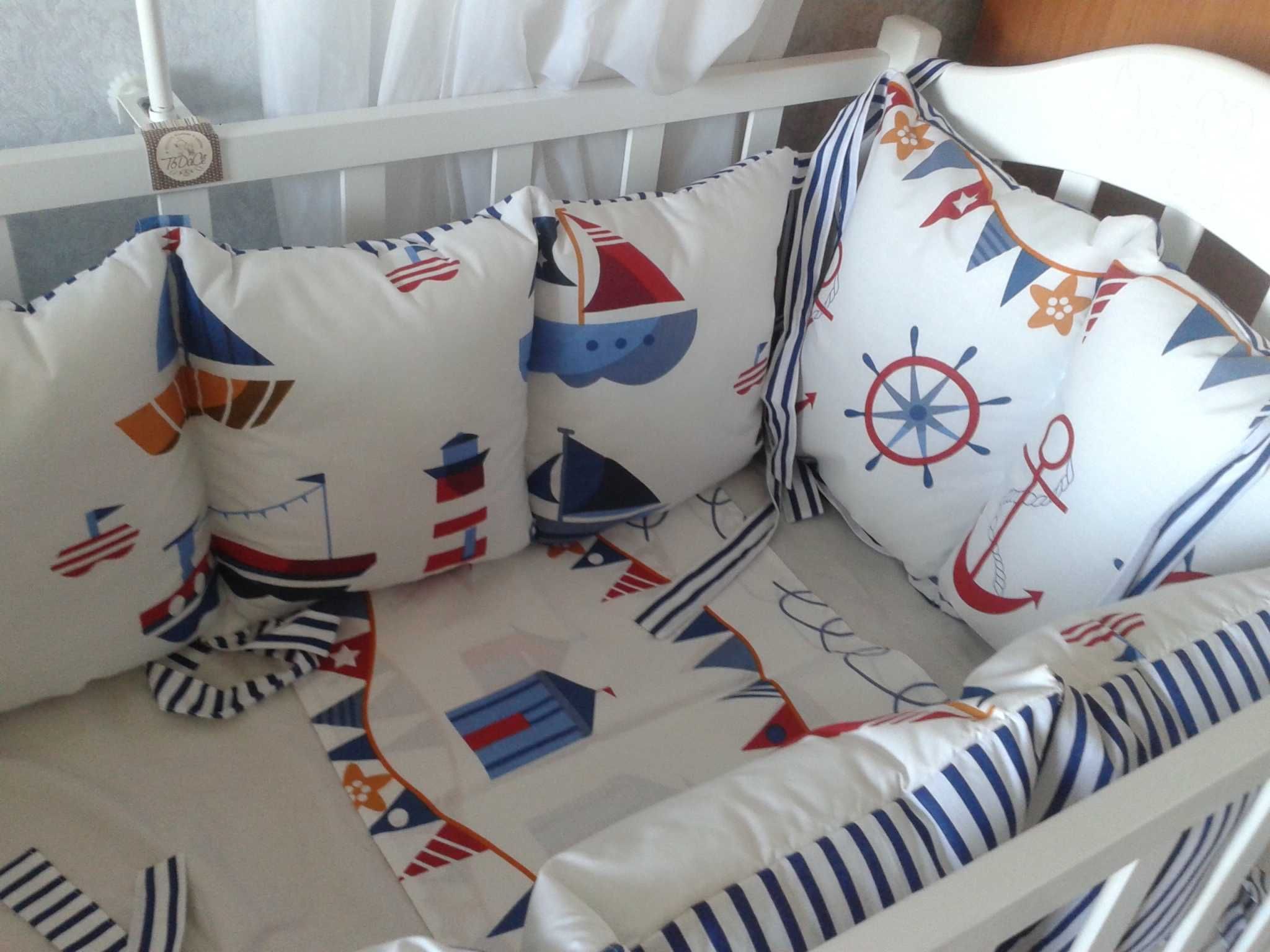 Бортики и одеяло на выписку  морской тематикой