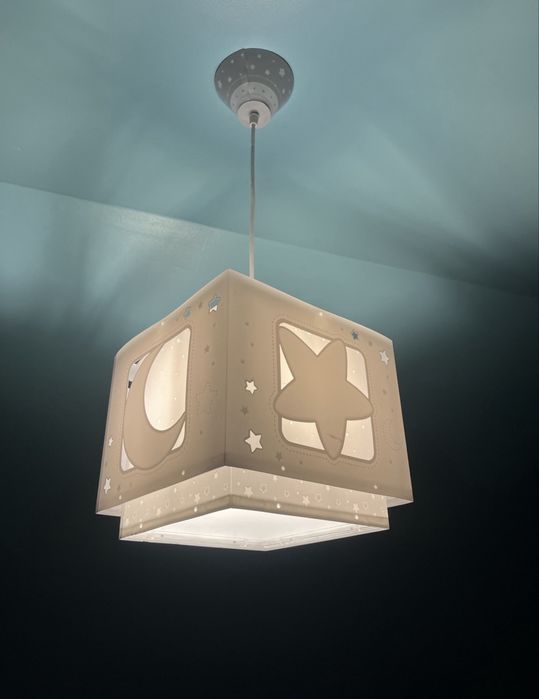 Lampa wisząca sufitowa dziecięca księżyc gwiazdki lampka nocna fluo