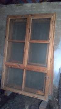 Okna drewniane 2 szt. , typ polski , podwójne , oszklone , wym. 200x16