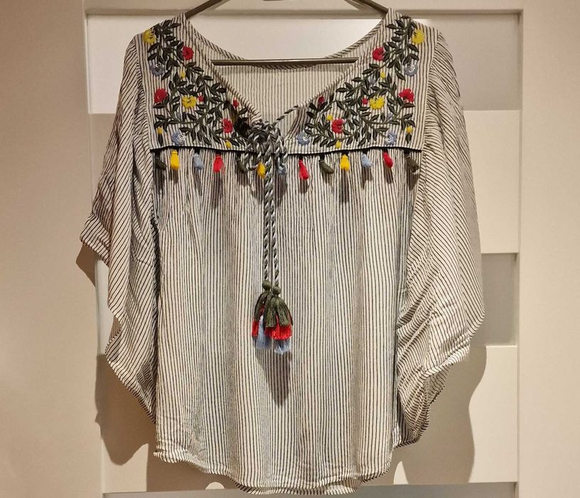 Bluzka  boho w paski 100% wiskoza C&A