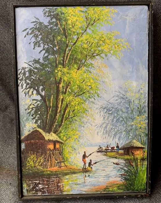 Картина рыбаки подписная