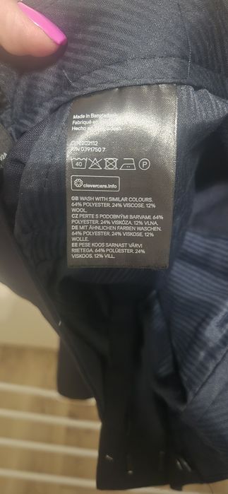 Spodnie garniturowe  granat męskie H&M rozm 52