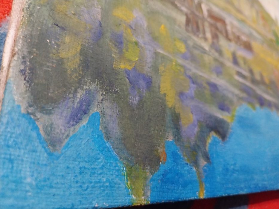 Stary obraz na płótnie olejny 1948 Stolz pejzaż kaszuby antyk