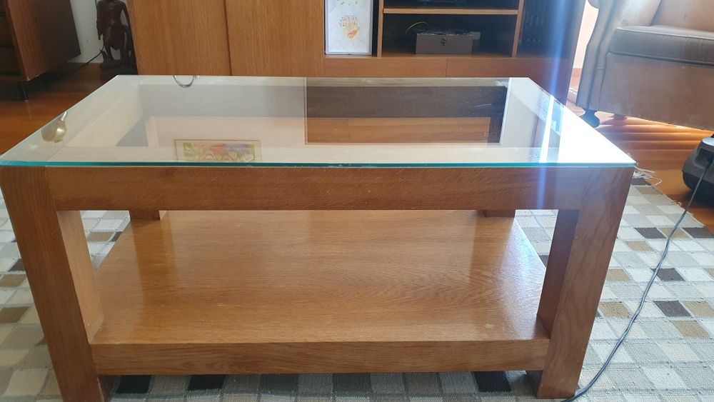 Mesa de centro madeira/vidro